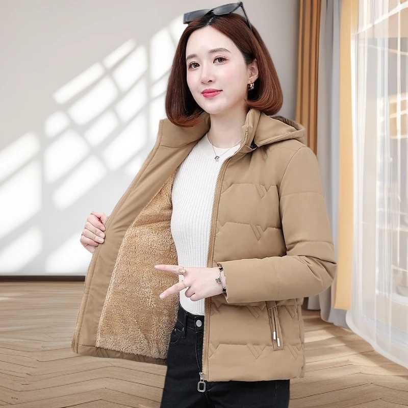 短款羽绒棉衣棉服女冬季2025新款加绒加厚冬装中年妈妈棉袄外套3