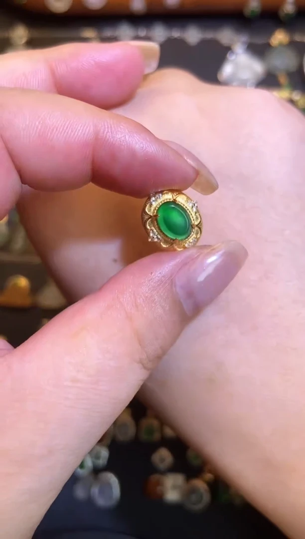 翡翠银S925镶嵌吊坠(不含链)1