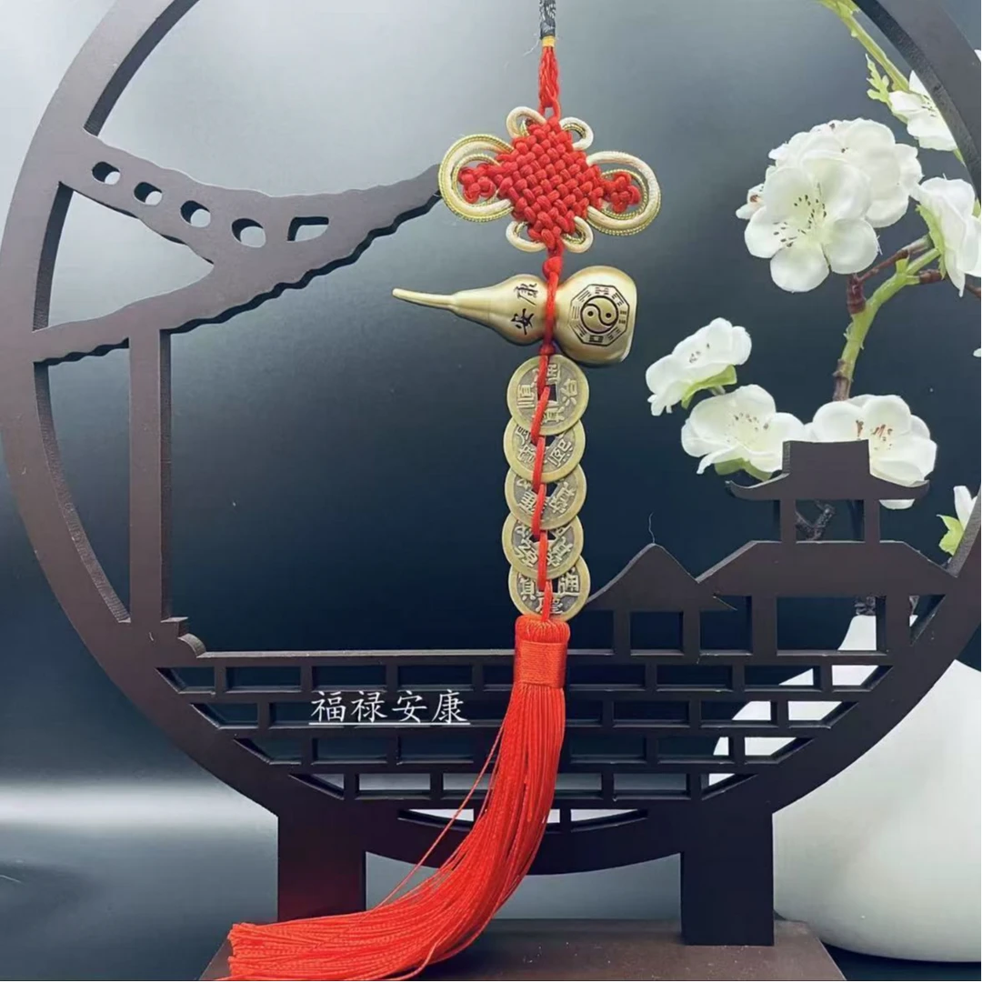 黄铜葫芦挂件家具门边挂饰挂件手工编织吉祥结客厅卧室厨房挂件