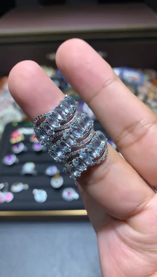 海蓝宝石戒圈未镶嵌G62【多样性发其一】