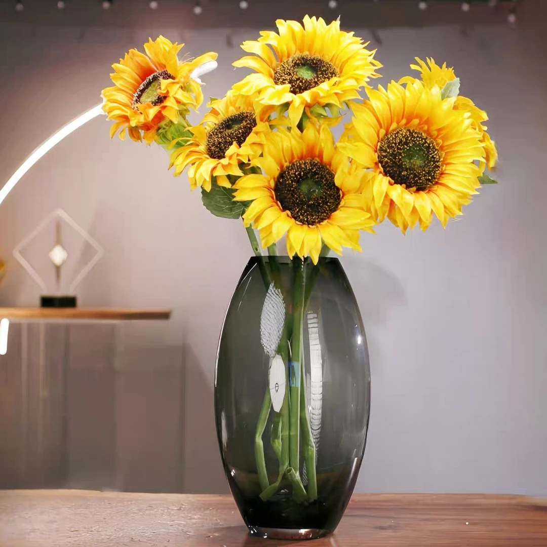 灰夜阑 |花瓶客厅插花轻奢高级感玻璃直筒水培百合富贵竹装饰摆件