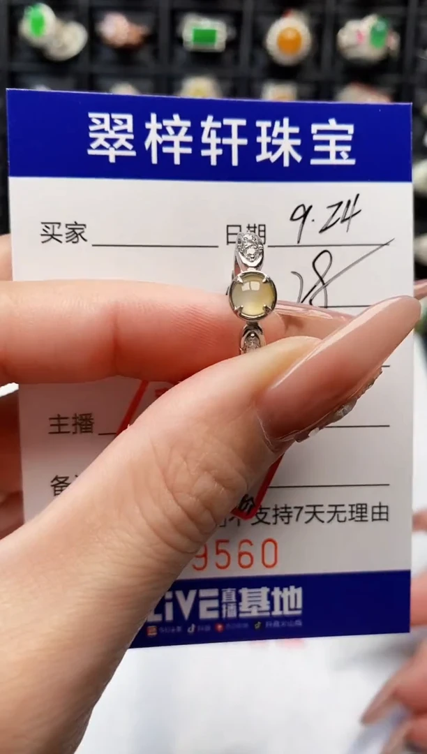 银S925镶嵌戒指翡翠9560