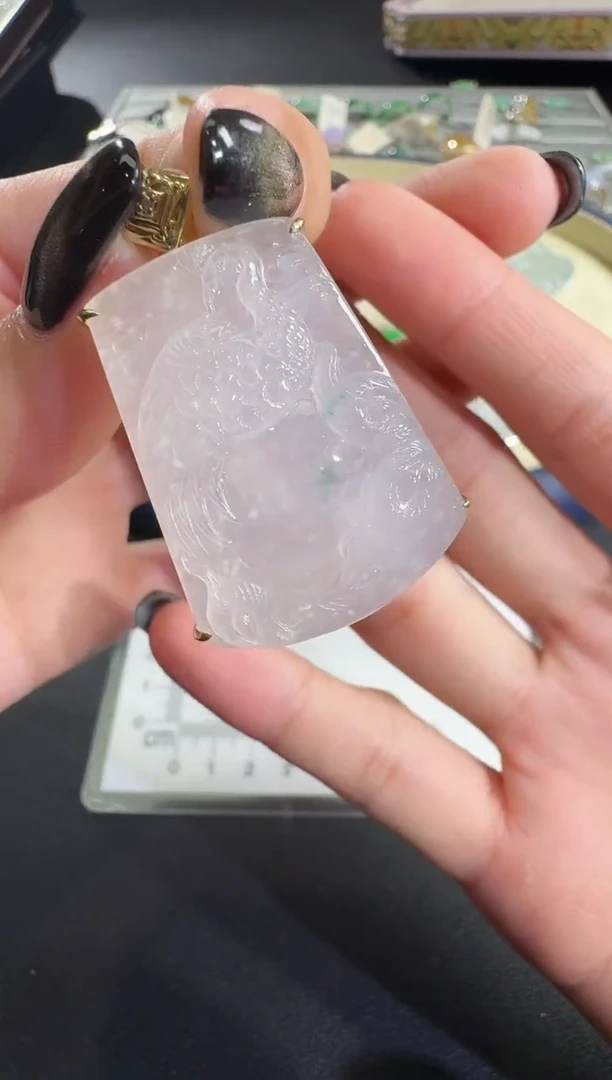 吊坠(不含链)18K金镶嵌翡翠【源头工厂】钻石镶嵌