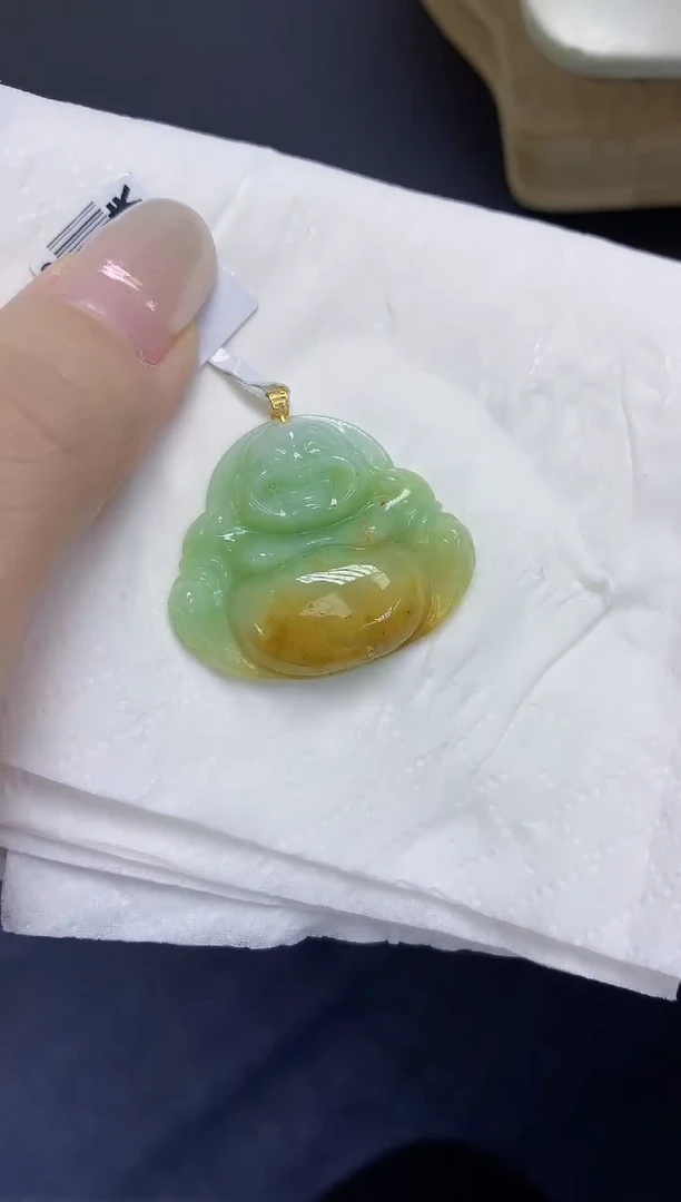 翡翠18K金镶嵌颈饰天然缅甸翡翠A货