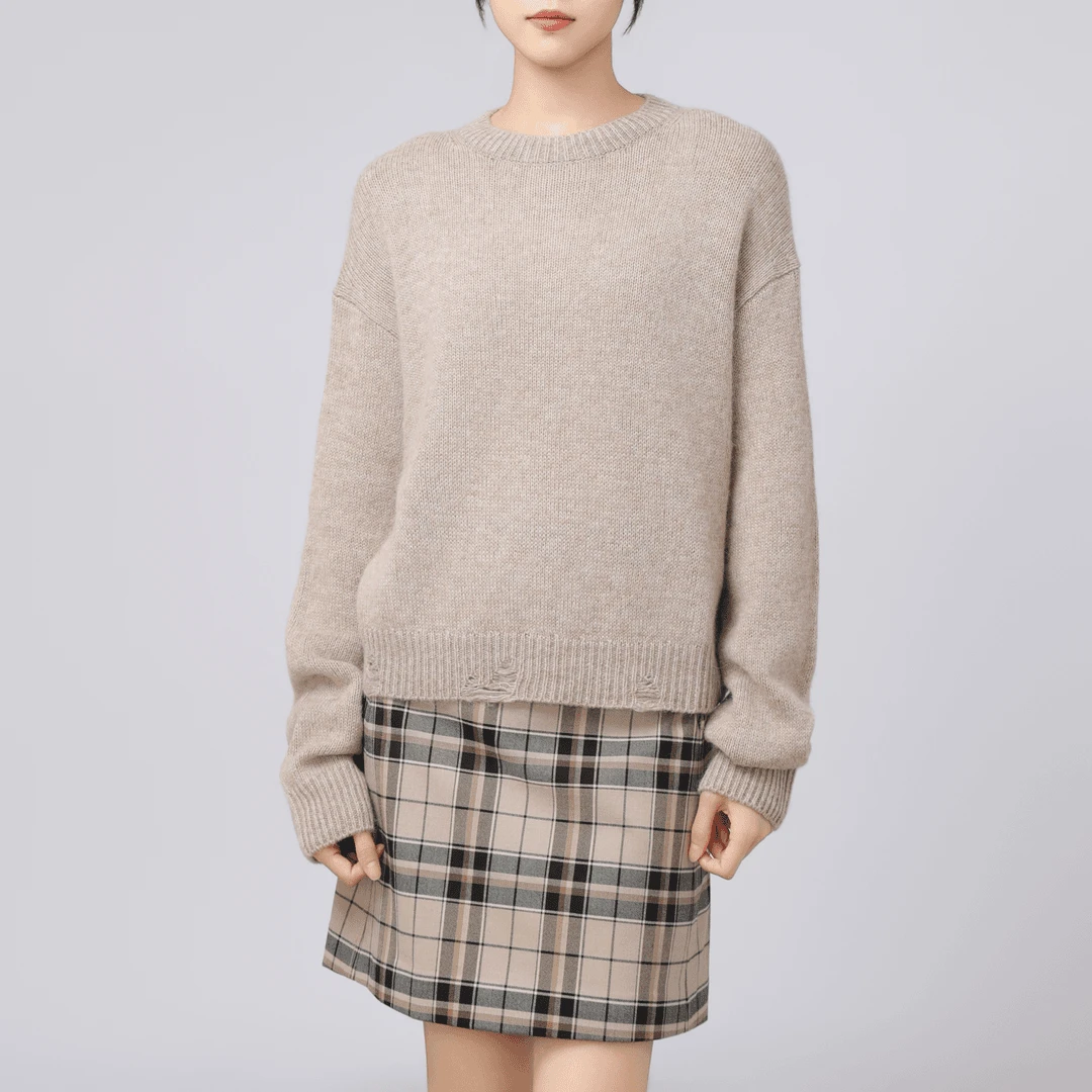 AMASS/阿玛施秋冬新款长袖毛衣时尚圆领宽松简约针织衫5399761