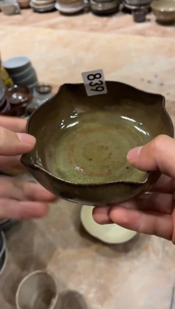 瓷片蔻**见839绿色手工四角1个
