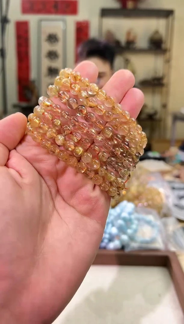 发晶手链未镶嵌7mm+金发晶（多样性发一）