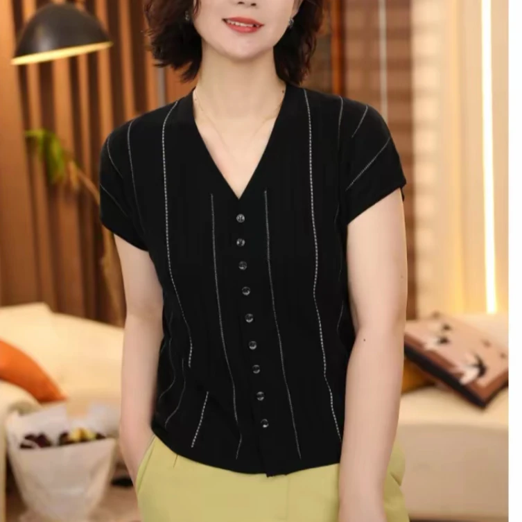 精选女装】3夏新款气质撞色V领针织衫