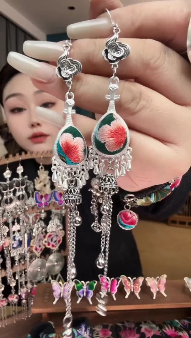 刺绣纯手工民族风刺绣耳环