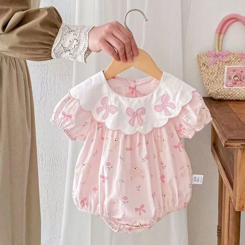 婴儿衣服夏装连体衣女宝宝满月百天周岁公主哈衣夏季薄款包屁衣