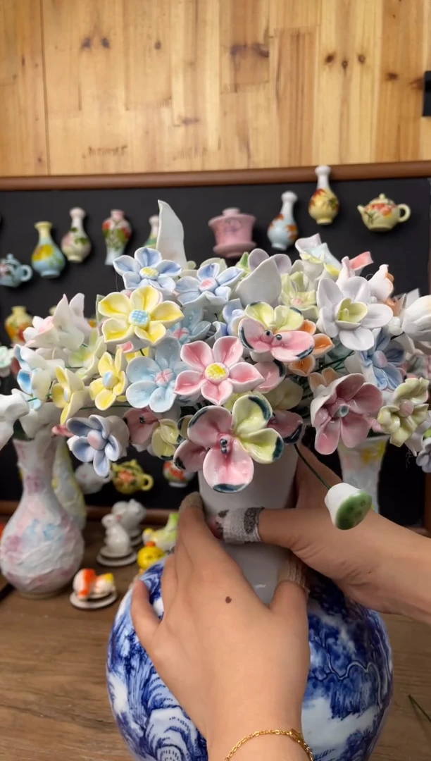 陶瓷30朵单层10朵双层加冰淇淋大花瓶套装