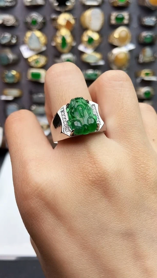 未镶嵌戒指翡翠天然翡翠男戒