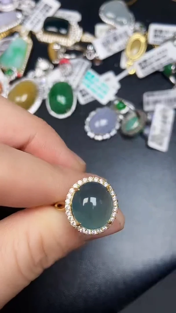 银S925镶嵌戒指翡翠3920