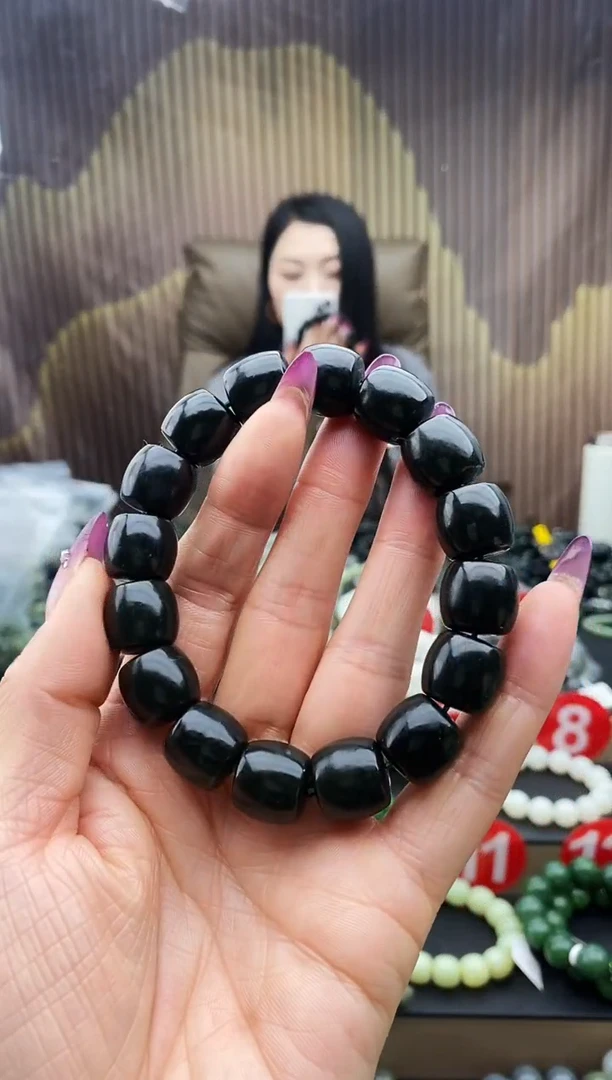 未镶嵌手串和田玉直切黑青14