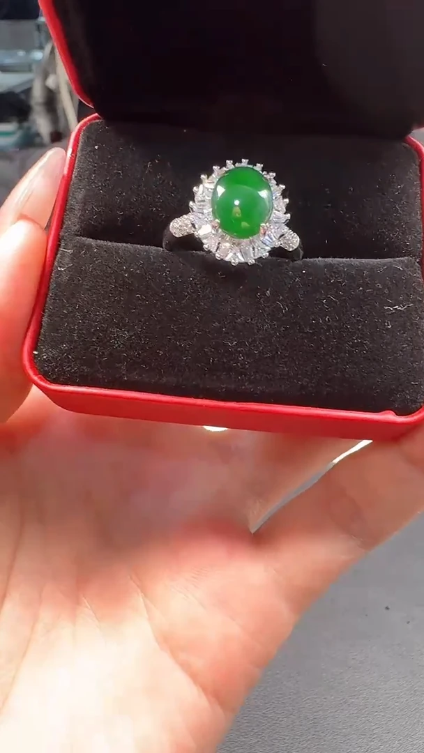 【闪购商品】翡翠戒指未镶嵌满绿戒指3415/59