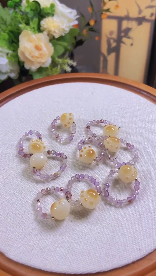 水晶戒指未镶嵌紫幽灵菩提猫抓