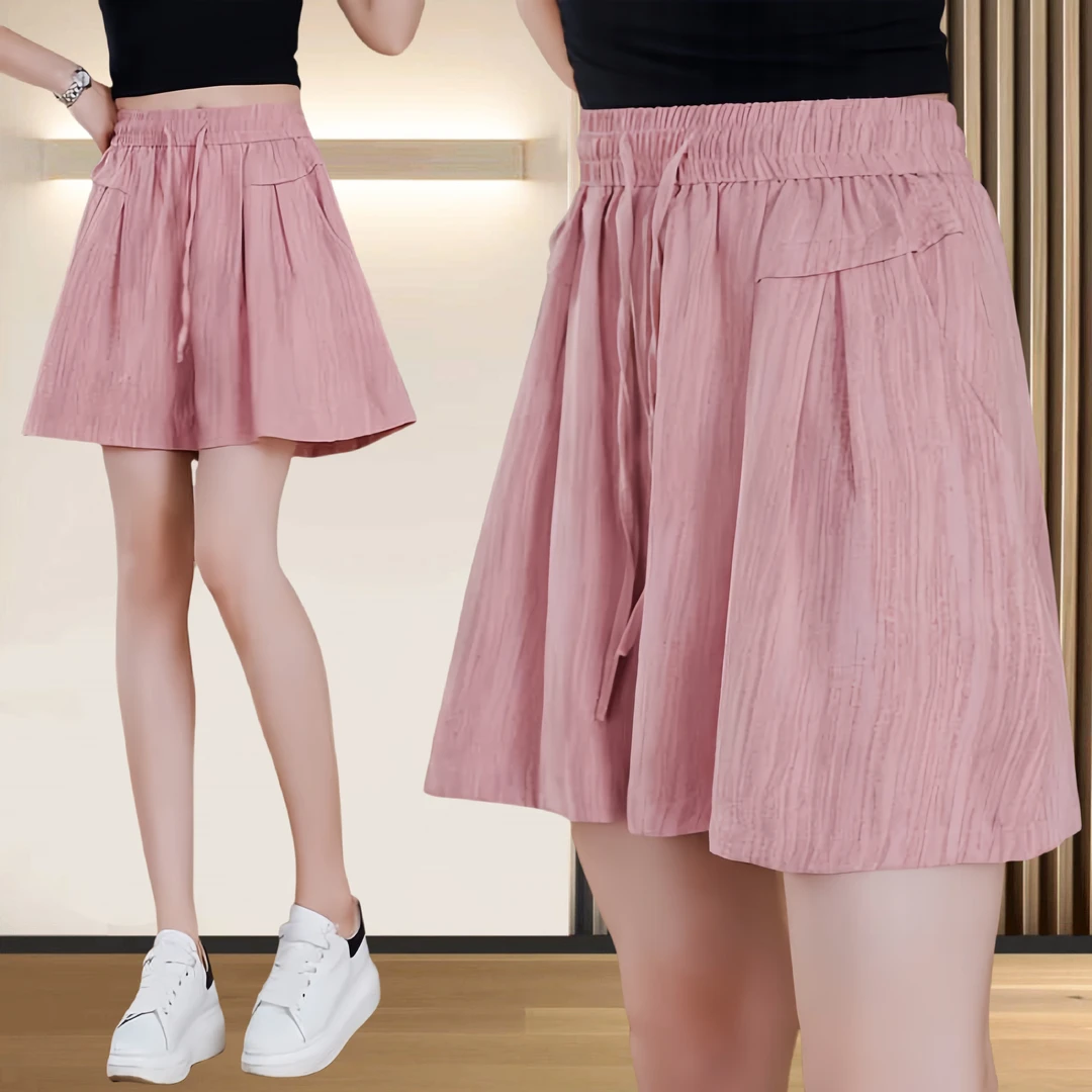 大码女裤胖MM短裤裙2025夏季新款纯色宽松高腰显瘦时尚百搭休闲裤
