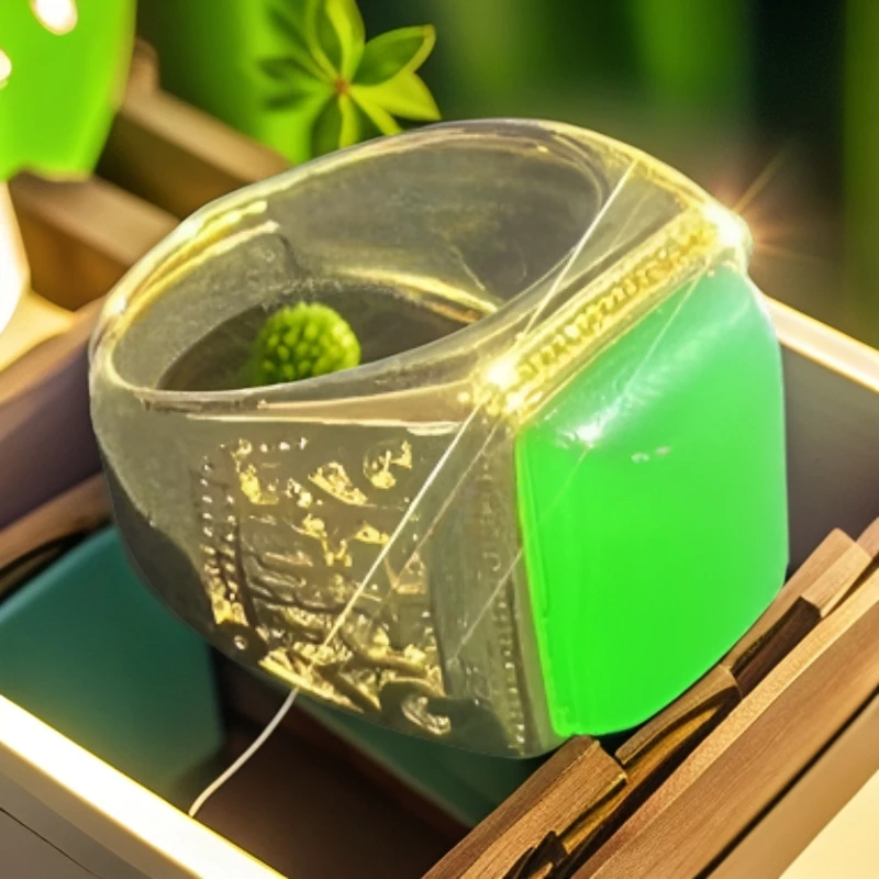 高端激光绿马鞍戒  活口可调节  带礼盒   561 KC