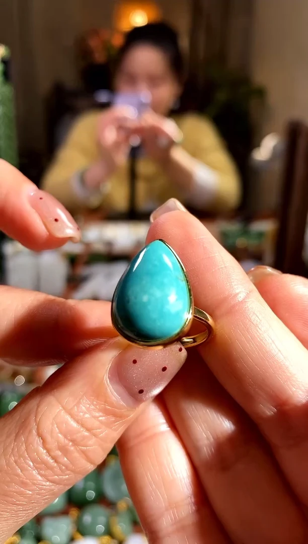 银S925镶嵌绿松石戒指.