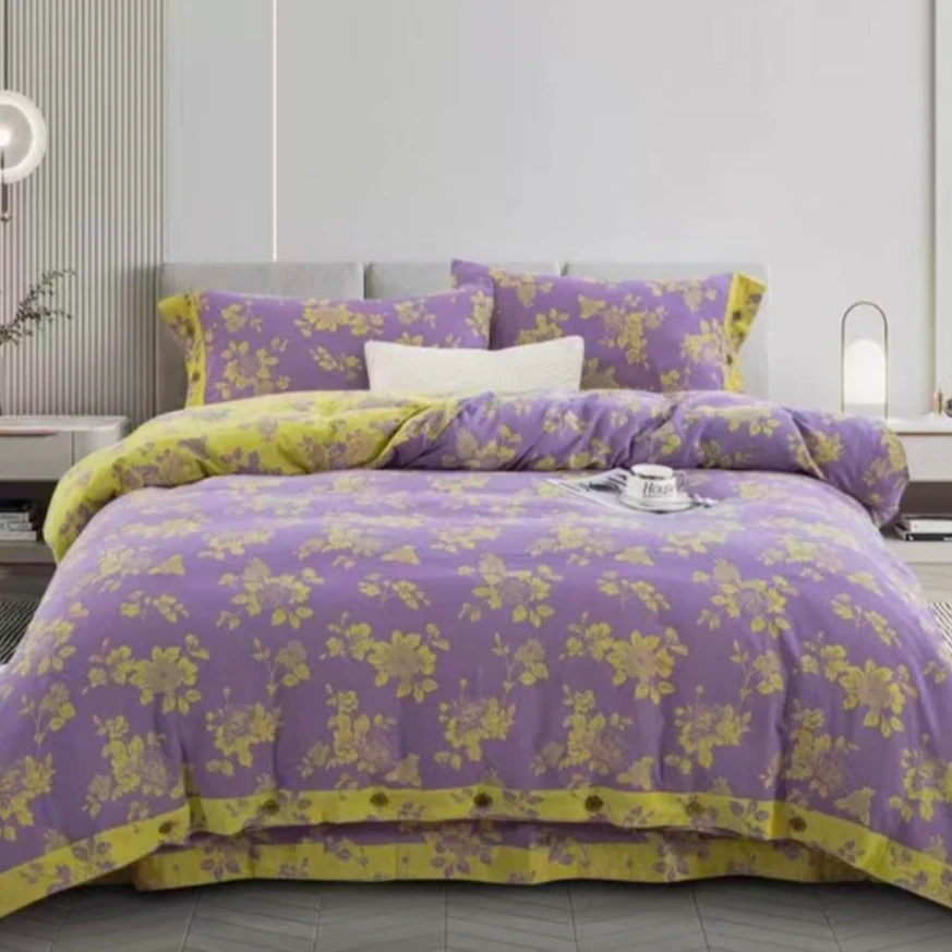 南方生活-轻奢色织提花双层纱四件套