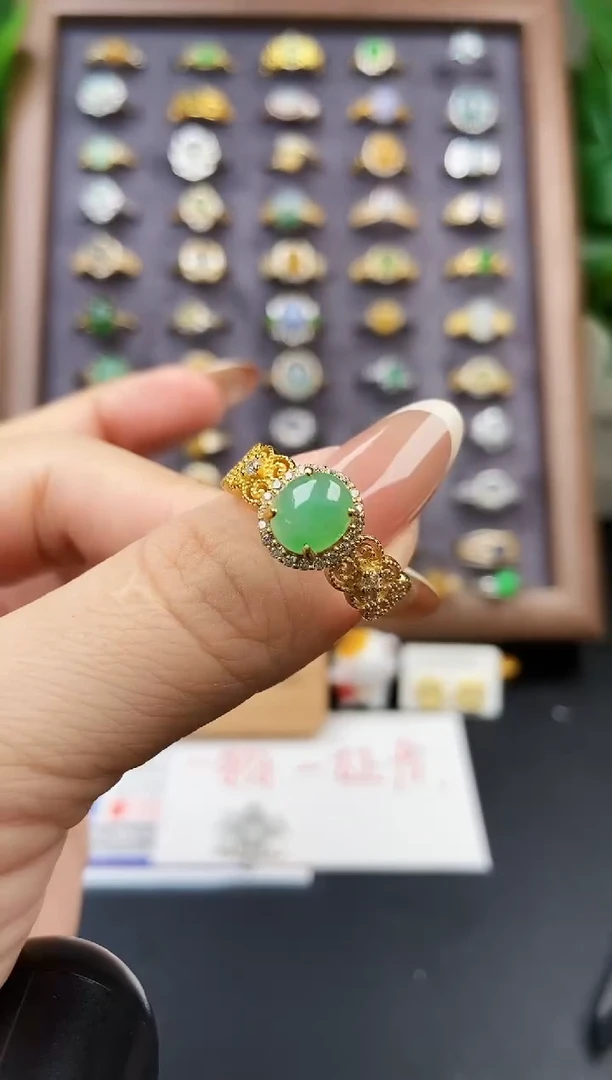 银S925镶嵌戒指翡翠21