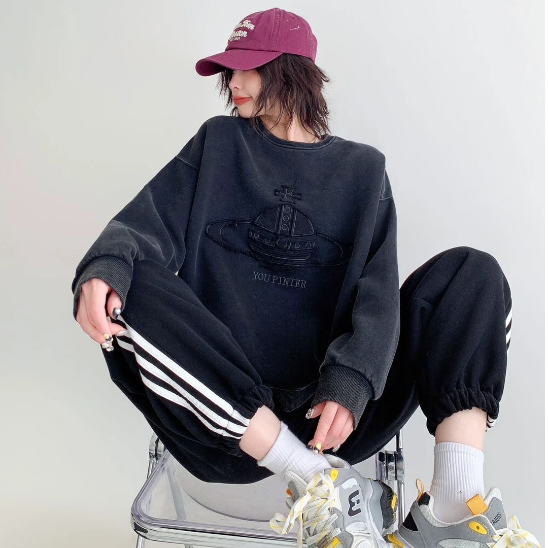 2025新款贴布炒色小飞船卫衣6059