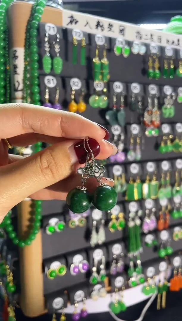 【闪购商品】翡翠耳饰银S925镶嵌021..