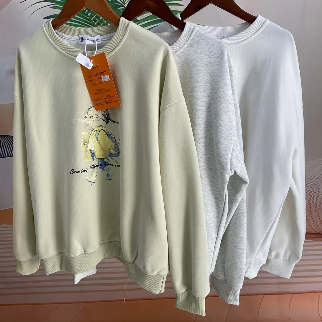 2025新款女士卫衣宽松休闲流行长袖显瘦设计感外套潮圆领