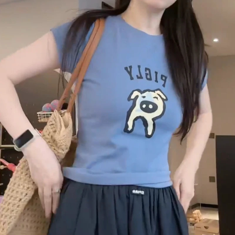 夏季美式休闲短袖T恤运动休闲修身正肩短袖LK2504643