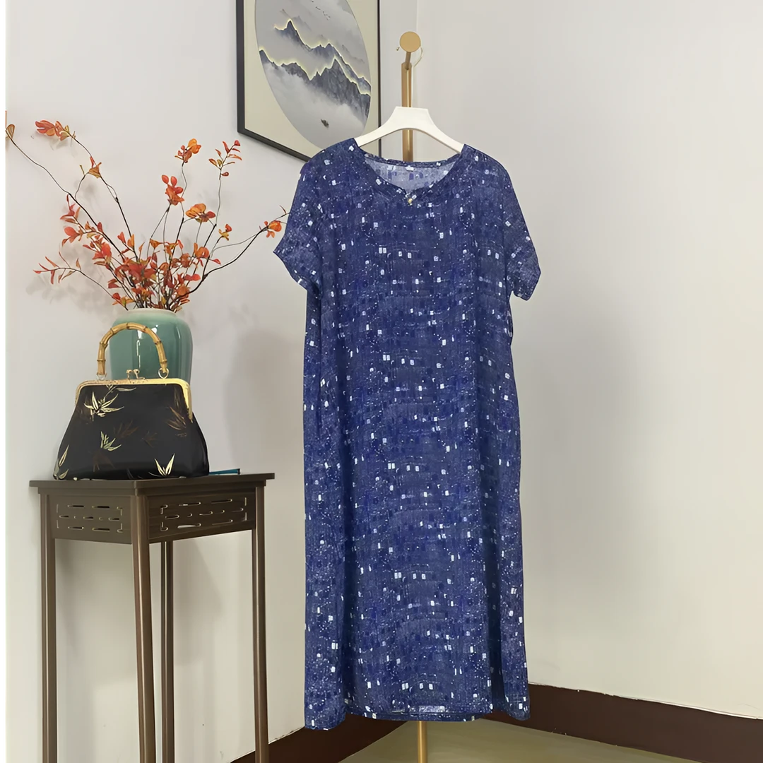 【蓝色海洋】 气质中长款洋减龄连衣裙