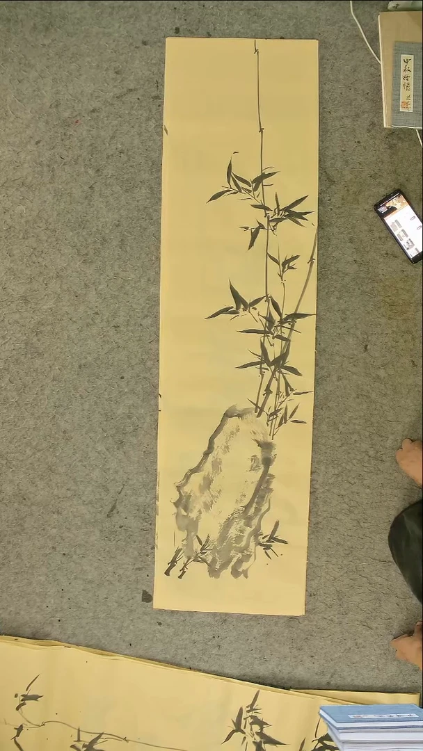 国画四尺对开  墨竹条屏 34*138cm