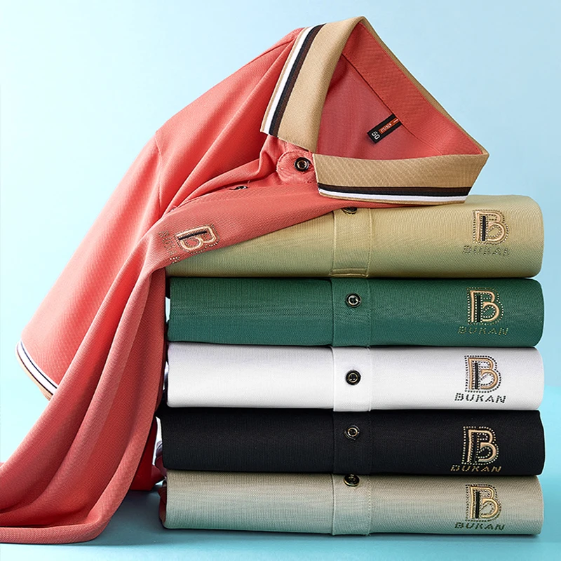 男士短袖夏季T恤透气宽松薄款翻领商务纯色POLO衫