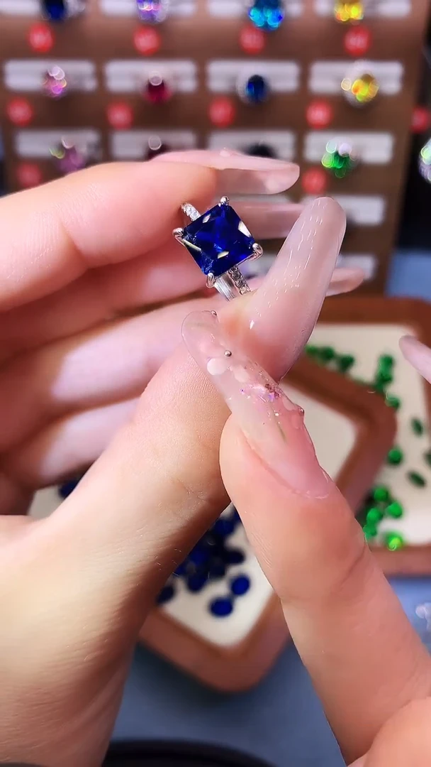 戒指蓝宝石银S925镶嵌.......