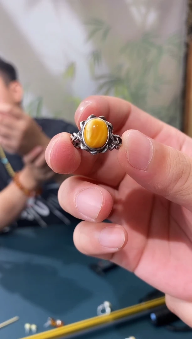 银S925镶嵌琥珀裸石 全国 包邮