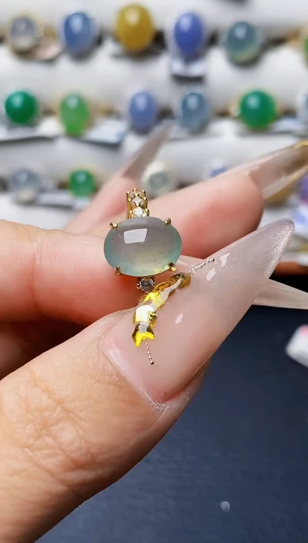 银S925镶嵌戒指翡翠0717