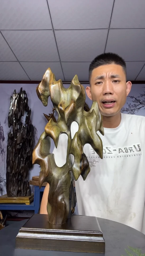 金丝楠木雕款浪*金丝楠木工艺品摆件