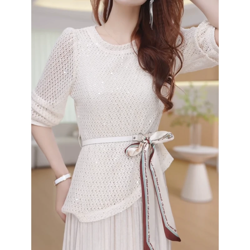 卓妃气质轻奢时尚镂空简约套装2025秋季新款高端显瘦连衣裙两件套