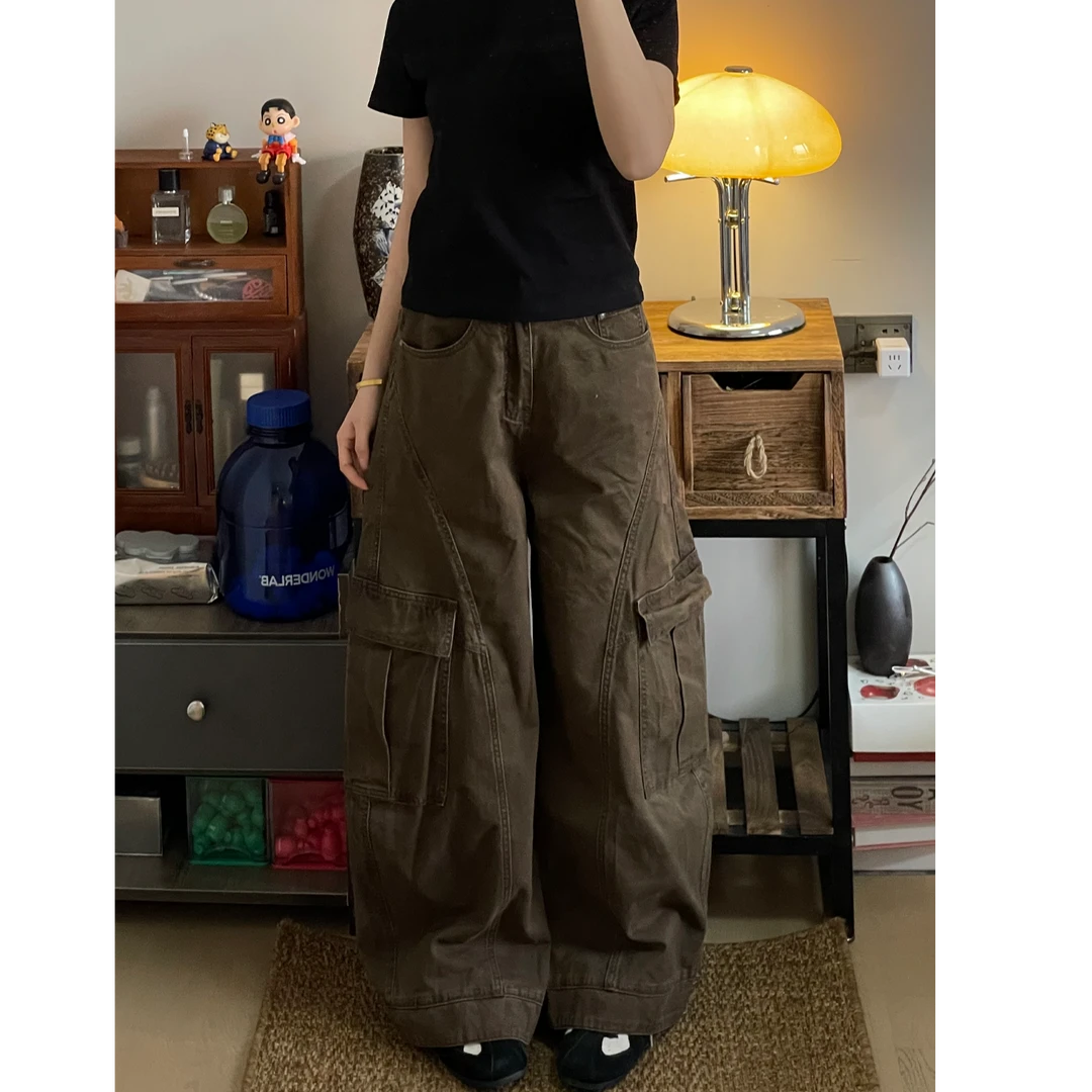 NOMIO美式弯刀休闲裤宽松百搭显瘦复古水洗做旧阔腿裤男女设计感