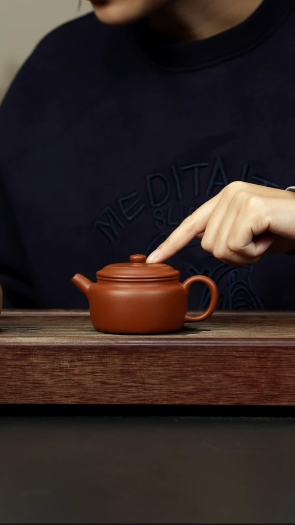 紫砂茶壶小煤窑朱泥 小德钟