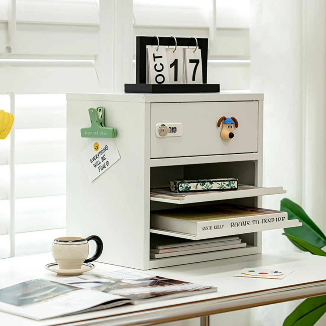 铁艺桌面信盘收纳密码锁桌面铁艺置物架密码柜收纳架储物柜保险箱