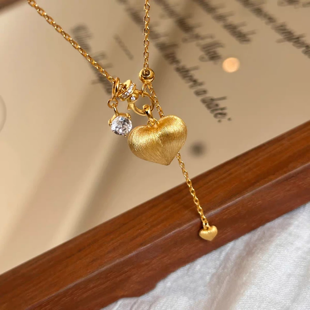 铜合金项链 拉丝屁桃爱心项链5008