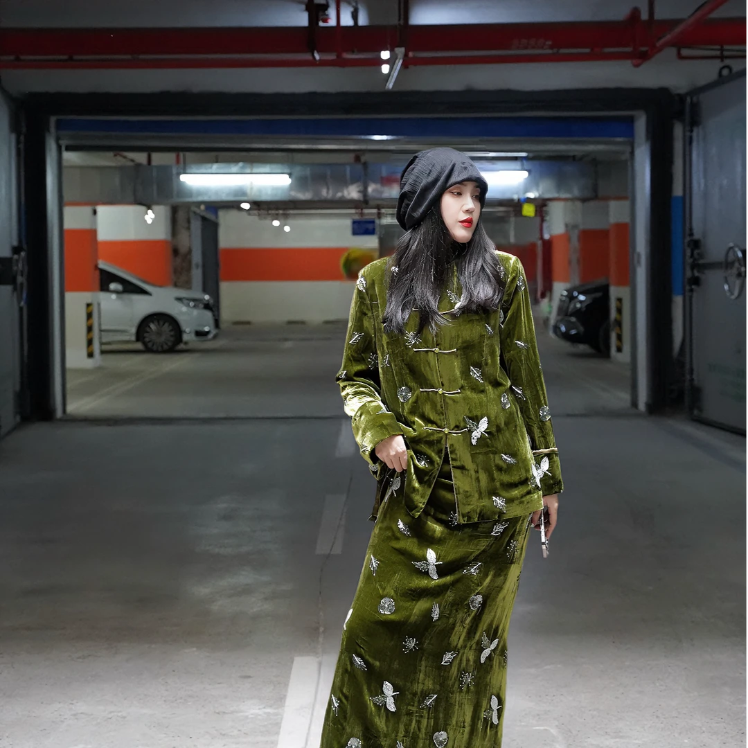 花汀堂·手工私人订制真丝丝绒新中式套装·可分开定制