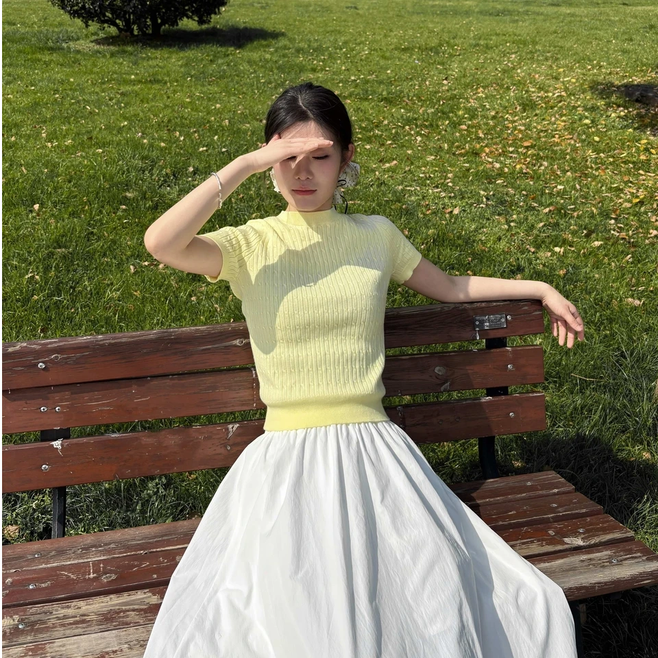 【ASKYO】新品上新纯棉圆领针织女款短袖上衣