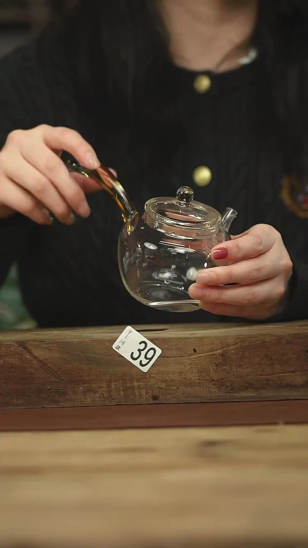 设计师手作款 玻璃侧把壶