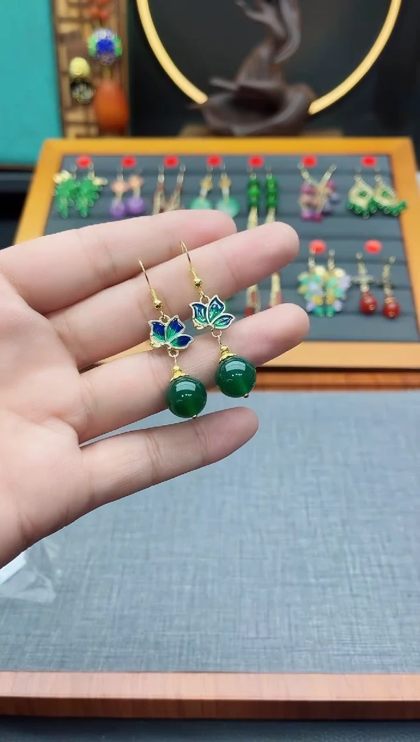 【闪购商品】玛瑙/玉髓耳钉银S925镶嵌337000