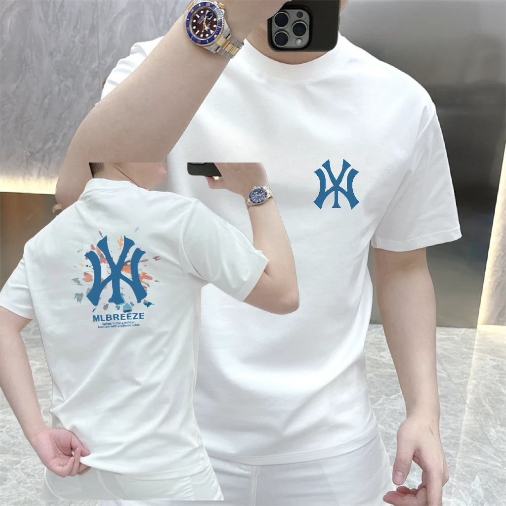 重磅美式夏季短袖高端T恤男士潮牌ins痞帅上衣修身款圆领打底衫