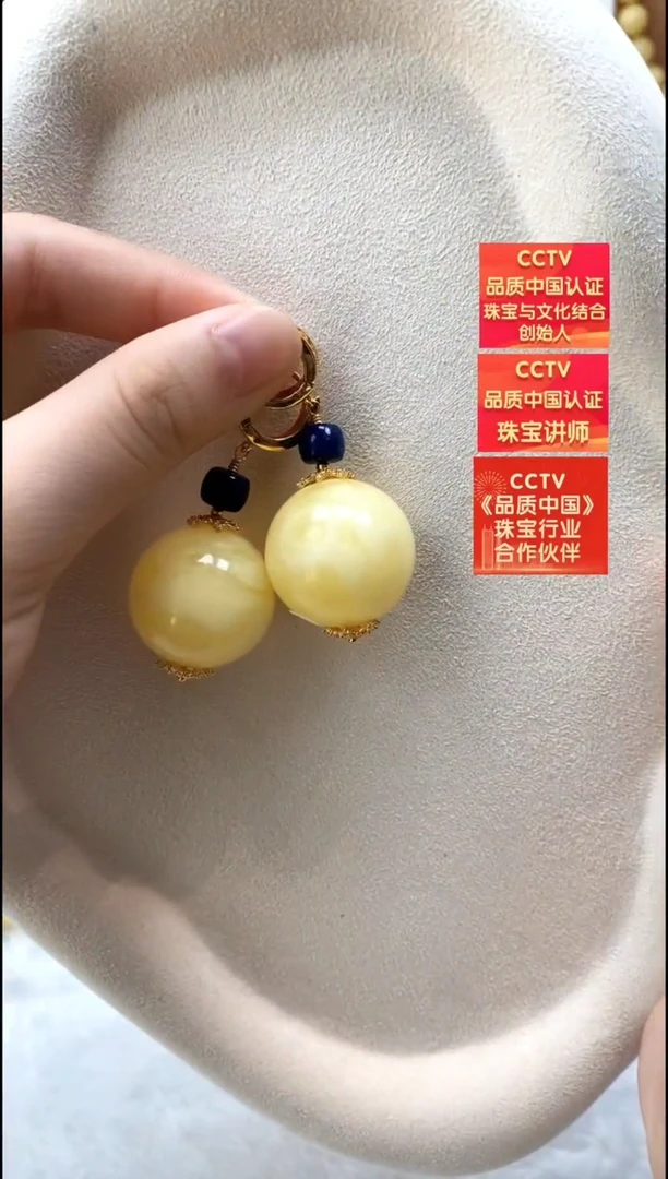 琥珀银S925镶嵌耳饰耳环