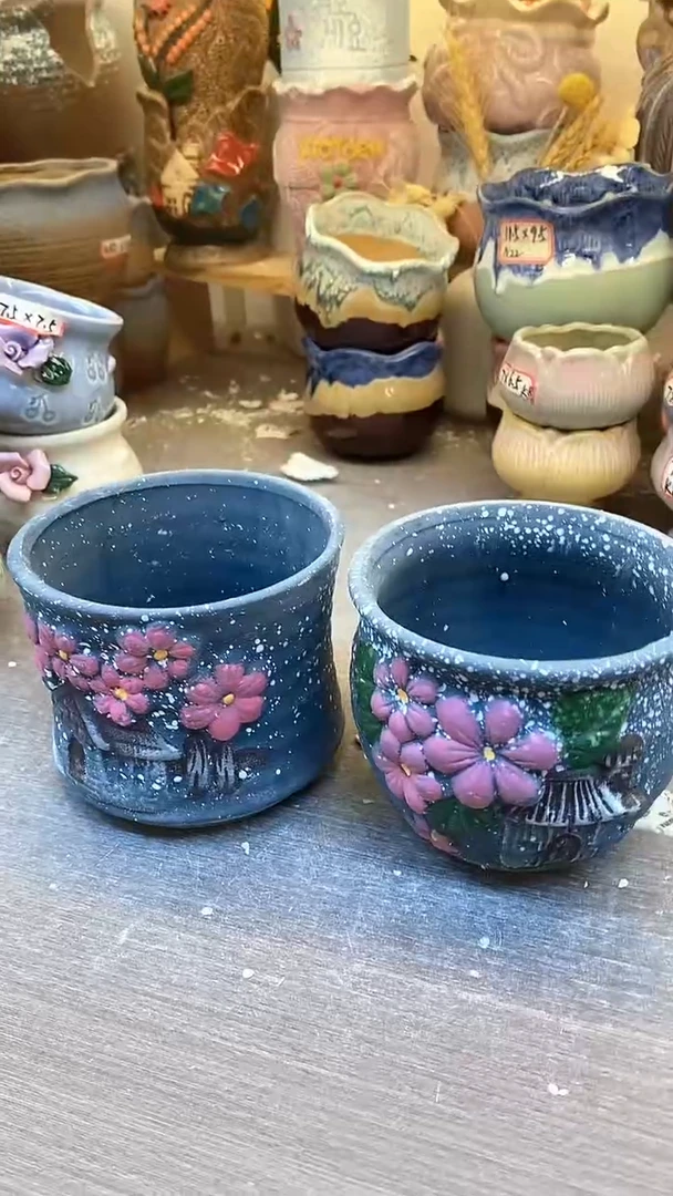 @@陶瓷多肉花盆G13暗香花园2件套