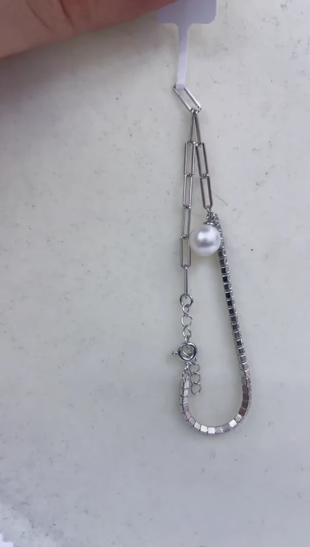 银S925镶嵌手链海水珍珠