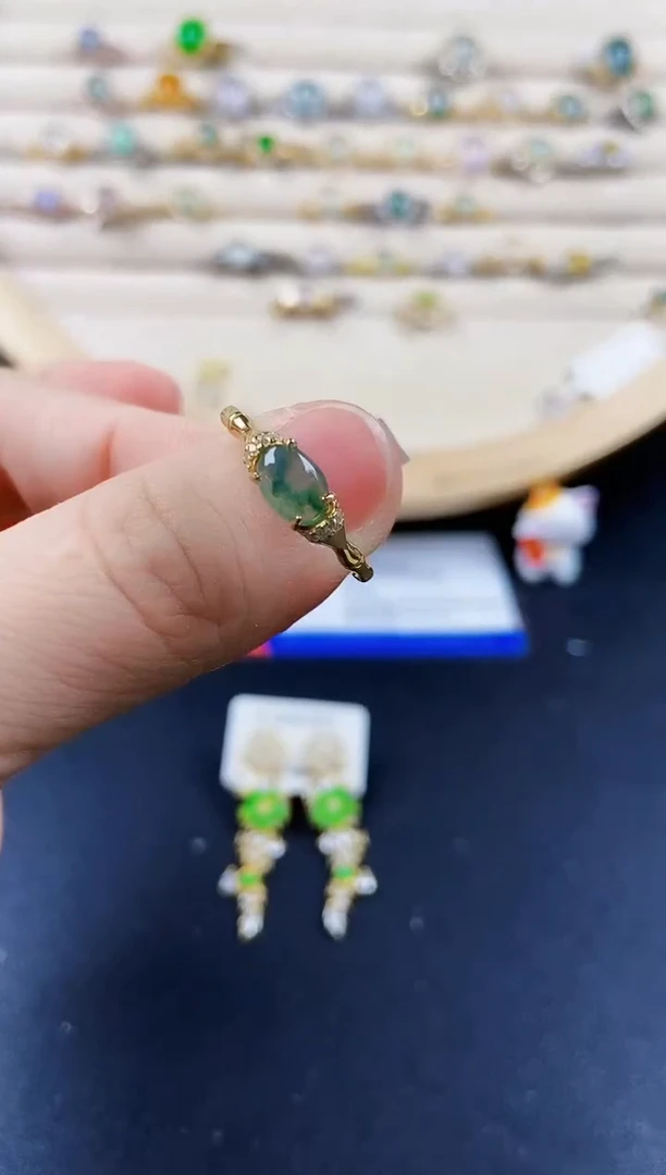 翡翠戒指银S925镶嵌45688